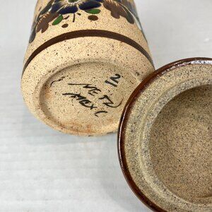 Tonala Mexican Art Pottery lidded jar, 5.5" x 5"